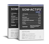 ARAGAN Synactifs Lot de 2 Somactifs - Complément Alimentaire Sommeil Adulte - Mélatonine, Mélisse, Valériane, Huiles essentielles, Magnésium - 60 gélules- 15 jours à 1 mois de prise Fabriqué en France