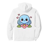 Araignée Bleue Mignonne sur Fleur Rose Sweat à Capuche