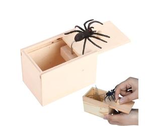 Araignée dans une boîte de farce,Spider Box Prank - Boîte de farces anti-araignées en caoutchouc souple - Fun Joke Scarebox Toy Boîte en bois faite à la main Prank Spider pour les fêtes d'Halloween Po