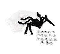 Araignée en peluche décorative avec faux toit d’araignée, décoration d’araignée artificielle pour Halloween, araignée effrayante articulée pour la décoration de fêtes dans des mais