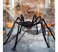 Araignée géante de 150cm,10 mini Araignées avec 60g Toiles D'Araignée Super Extensible,Araignée poilue effrayante de Halloween Fausse Grande araignée,Scary Halloween Decorations for Patio,Garden,House