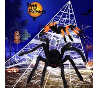 Araignée géante, énorme toile d'araignée, accessoires de décoration d'halloween, hanté, intérieur et extérieur, effrayant, grande farce aérodide, fournitures pour tours 1 set