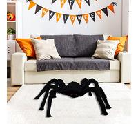 Araignée Géante Halloween, Décoration Extérieure Effrayante, Grande Fausse Araignée Velue avec Yeux Rouges pour Maison Hantée, Jardin, Cour (150cm)