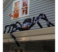 Araignée Géante Halloween, Décoration Extérieure Effrayante, Grande Fausse Araignée Velue avec Yeux Rouges pour Maison Hantée, Jardin, Cour (60cm)