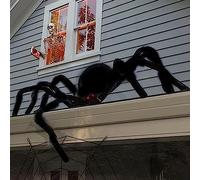 Araignée Géante Halloween, Outdoor Decorations Large Fake Hairy Spider avec Yeux Rouges, Deco Horreur pour Jardin Cour Maison Hantée, Patio (C#150cm)