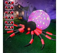 Araignée gonflable d'Halloween de 4 m avec yeux changeants, araignée géante gonflable avec lumières LED intégrées pour fête d'Halloween, jardin, pelouse, terrasse, cour