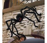 Araignée Halloween, Halloween decoration ,Araignee Géante, Réaliste Fausse Araignée Poilue Jouet Red Eyes,Halloween Deco Horreur Jardin Cour Maison Hantée Halloween Decorations for Patio (F#200cm)