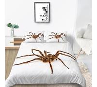 Araignée Housse de Couette 160x200 Parures de Lit 1 Personne Imprimé 3D Microfibre Douce Reptiles Sauvages Housses Couette avec 2 Taies d'oreiller et Fermeture Éclair h.4413