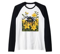 Araignée Loup géante entourée de Fleurs de Jasmin Jaune Manche Raglan