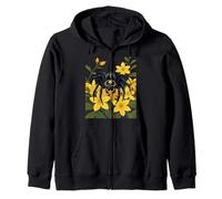Araignée Loup géante entourée de Fleurs de Jasmin Jaune Sweat à Capuche