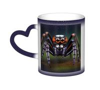 Araignées tropicales de la forêt tropicale bleue. C'est une tasse qui change de couleur, noire pour le froid et blanche pour la chaleur, et plus durable après le lavage à la main. Pyjama à manches