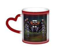Araignées tropicales rouges de la forêt tropicale. C'est une tasse qui change de couleur, noire pour le froid et blanche pour la chaleur, et plus durable après le lavage à la main. Pyjama à manches