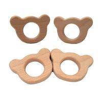 Arakierst Lot de 10 jolis pendentifs en bois de hêtre naturel en forme d'ours de dessin animé fait à la main pour la fabrication de bijoux