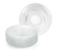 Aramanara Lot de 12 petites assiettes à salade en verre sculpté de 15,2 cm, réutilisables et transparentes pour salade, fruits, collation, gâteau