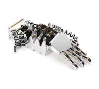 Aramox 1/1 à échelle du Robot Main Analog SERVO 5 MANIPULATEUR des FINGES avec Acrylique et en Aluminium Construction pour L'interaction de la Main Robotique Noire pour Les Amateurs de Robotique