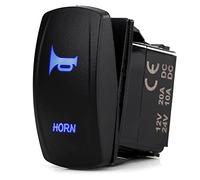 Aramox 3 broches klaxon interrupteur à bascule avec lumière de travail LED bleue boîtier noir pour voiture caravane RV bateau Marine 12V-24V