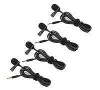 Aramox 4Pcs Microphone Lavalier TPE Clip sur Microphone Interface 3,5 Mm Câble de 1,5 M Prise Omnidirectionnelle Conception Mains Libres pour l'enregistrement Téléphonique Interviews Vidéo