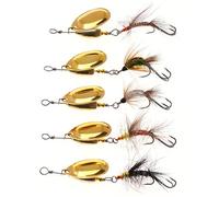 Aramox 5 Pièces Spinners Appâts de Pêche Leurres avec Lames en Laiton pour Les Amateurs de Pêche au Bar et à la Truite