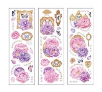 Aramox 6 Pièces Autocollants de Fleurs Vintage, Matériau pour Animaux de Compagnie, Autocollants de Fleurs Décoratifs Uniques pour Journalisation, Scrapbooking, Albums Photo et Ordinateurs Portables