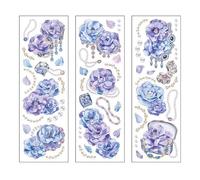 Aramox 6 Pièces Autocollants de Fleurs Vintage, Matériau pour Animaux de Compagnie, Autocollants de Fleurs Décoratifs Uniques pour Journalisation, Scrapbooking, Albums Photo et Ordinateurs Portables