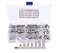 Aramox 90pcs 1/4-20UNC 304 Boulon de Tête de Capuchon en Acier Inoxydable Ensemble avec des Vis à Douille Hexagonale