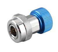 Aramox Adaptateur de Connecteur Rapide R134A AC, Extracteur de Noyau de Valve en Métal, Conception Sûre pour le Chargement de Réfrigérant Automobile, compatibilité Latérale Haute et Basse (bleu