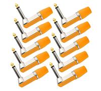 Aramox Adaptateur de Microphone à Fiche Audio, Prise Casque Légère en Alliage en Alliage en en pour Tablettes et Haut-parleurs, 10 Pack Angle Droit 6.35 Mm Connecteur Stéréo (ORANGE)