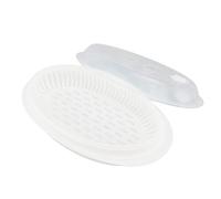 Aramox Assiette de Poisson Cuite à la Vapeur au -ondes, Plaque de Cuisson de Poisson au -ondes en PP avec Couvercle, Conduction Thermique Rapide, Verrouillage, Chauffage Uniforme, 32,7 X 18,6 X 9,5
