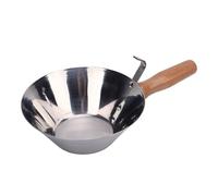 Aramox Bac à Plâtre, Bac à Enduit en Acier Inoxydable avec Manche en Bois, de Forme Conique, pour Mortier, Plâtre et Gypse