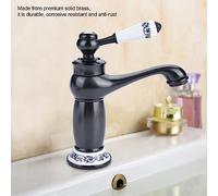 Aramox Base de Mixage à Poignée en Laiton Mélange à Floral Base de Vanne de 35 Mm avec Tuyaux pour Bassin de Salle de Bain (BLACK)
