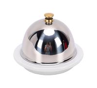 Aramox Beurrier en Céramique avec Couvercle bombé et Spacieux Plat à Fromage en Acier inoxydable. Beurrier Pratique pour Cupcakes, Gâteaux à la Crème et amuse-bouche. (Gold Top)