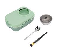 Aramox Boîte à Lunch Thermique 1100 Ml Double Couche 3 Grilles Design Boîte à en Acier Inoxydable 304 avec Baguettes Cuillère Bol à Soupe Contrôle des Portions Conteneur