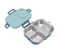 Aramox Boîte à Lunch Thermique 1100 Ml Double Couche 3 Grilles Design Boîte à en Acier Inoxydable 304 avec Baguettes Cuillère Bol à Soupe Contrôle des Portions Conteneur