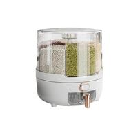 Aramox Boîte de Distribution de Céréales Rotative à 360 Degrés Récipient de Stockage de Cuisine en Plastique PP Conteneur de Stockage de Riz et de Céréales pour Riz et Haricots (Blanc)