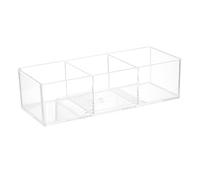 Aramox Boîte de Rangement de Maquillage en Acrylique, étui de Rangement en Acrylique Transparent avec 3 Compartiments, Support pour Cotons-tiges et Tampons Transparents, 23 X 9 X 6 Cm pour Comptoir de