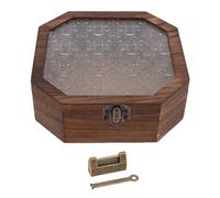 Aramox Boîte de Rangement en Bois Boîte de Bijoux en Bois Organisateur Vintage Octogonal avec Couvercle en Verre, pour le Maquillage de Bijoux Décor de Maison 6,5 X 6,5 X 2,4 Pouces