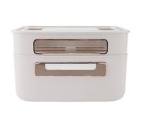 Aramox Boîte de Rangement pour Routeur avec Couvercle, Gestion des Câbles, Organiseur de Bureau à 2 Couches, Anti-poussière pour Câble Modem, Salon, Chambre à Coucher, Salle D'étude, Noir