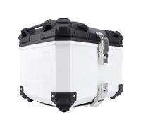 Aramox Boîte Supérieure de Moto 45L ABS Motorcycle Arrière Boîte Arrière de Voyage avec des Autocollants Réfléchissants pour Doublure PU Amovible pour Les Motos Universelles (White)