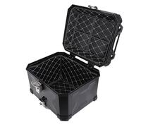 Aramox Boîte Supérieure de Moto 45L ABS Motorcycle Arrière Boîte Arrière de Voyage avec des Autocollants Réfléchissants pour Doublure PU Amovible pour Les Motos Universelles (Black)