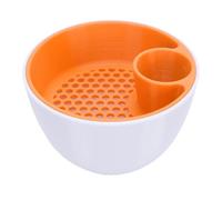 Aramox Bol à Pistache à Double Chambre avec Conteneur de Coquille, 3D imprimé 2 en 1 Organisateur de Collations pour Serveur de Noix Construit dans un Compartiment Poubelle, pour les (Blanc Orange)