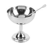 Aramox Bols à Dessert sur Pieds en Acier Inoxydable, élégants, Vintage, Tasses à Crème Glacée avec Cuillère, Base Surélevée pour Crème Glacée, Yaourt, Bonbons, Collations (Taille moyenne 10CM)