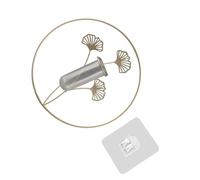 Aramox Bouteille Suspendue Transparente, Vase Mural d'art en Fer pour la Décoration de la Maison, du Salon et du Bureau, Porte-Fleurs Hydroponique 9.65x9.84x2.17in (Feuilles de Ginkgo Creuses)