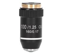 Aramox Braillage 100x Braillant High Power Objective Lens, Traitement de Revêtement, Coque à Plaque Chromée Interface 20,2 Mm pour la Plupart des Microscopes avec Protection à Ressort