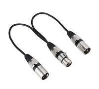 Aramox Câble Adaptateur Répartiteur XLR Femelle vers Double Mâle de 30 Cm, Câble blindé en Alliage de Zinc pour Mélangeurs et Microphones dans l'éclairage de Scène (BLACK)
