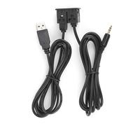 Aramox Câble de Prise Audio USB, Adaptateur de câble d'extension AUX 3.5mm Montage encastré Port USB Prise Casque Montage sur Panneau pour Bateau de Voiture