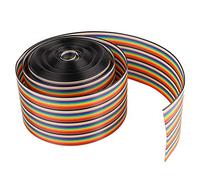 Aramox Câble Plat à Pas de 1,27 Mm Câble Plat à Espacement de 1,27 Mm Fil Arc-en-ciel 40P 7 X 0,127 Cuivre étamé UL - CSA FT1 Test de Flamme avec PVC Résistant à la Chaleur pour (mètre de long)