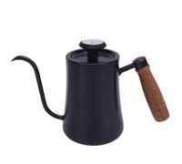 Aramox Cafetière en Acier Inoxydable avec Contrôle de la Température, Pour un Versement Précis, Pot D'eau à Poignée en Bois Pour la Maison et le café (BLACK)