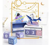 Aramox Calendrier de Bureau, Calendrier Perpétuel en Bois de Cèdre, de Bureau Réutilisable pour la Décoration du à Domicile et la Gestion du Temps Quotidien (Pas de sac)