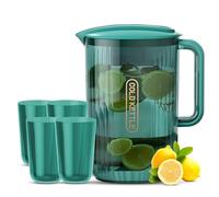 Aramox Carafe à Eau en Plastique, Pichet de Service avec Couvercle et 4