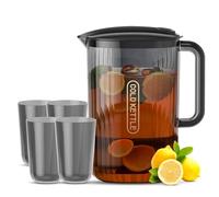 Aramox Carafe à Eau en Plastique, Pichet de Service avec Couvercle et 4